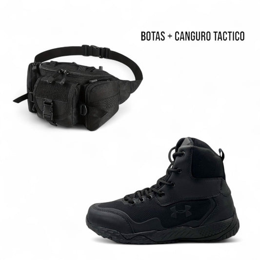 bota media caña + riñonera  tactica