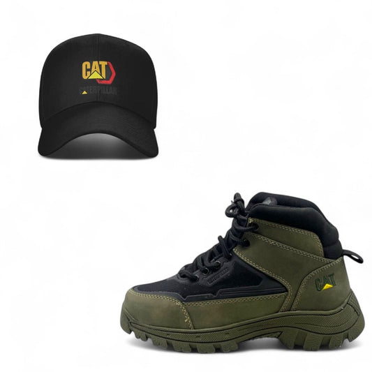 BOTAS CAT  VERDE + GORRA AR NEG